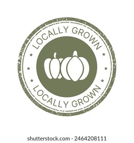 Sello de Vector cultivado localmente, sello, eco, bio, comida orgánica, icono de comida natural. Etiqueta, elemento para el mercado de alimentos, comercio electrónico, promoción de productos ecológicos orgánicos, restaurante, alimentos para la vida saludable.