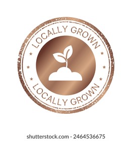 Vector stamp locally grown, stamp, eco, bio, organic food, natural food icon. Label, element for food market, ecommerce, organic ecological products promotion, restaurant, food for healthy life.