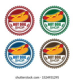 Vector stamp logo template design for Hot Dog Shop or outlet