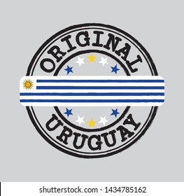 Vector Stamp for Original logo with text Uruguay and Tying in the middle with Uruguay Flag. Grunge Rubber Texture Stamp of Original from Uruguay.