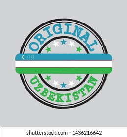 Vector Stamp for Original logo with text Uzbekistan and Tying in the middle with Uzbekistan Flag. Grunge Rubber Texture Stamp of Original from Uzbekistan.