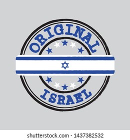 Vector Stamp for Original logo with text Israel and Tying in the middle with Israel Flag. Grunge Rubber Texture Stamp of Original from Israel.