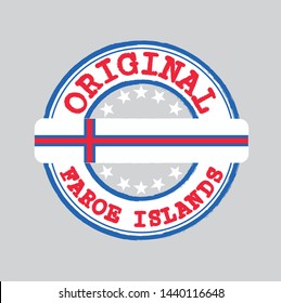 Vector Stamp for Original logo with text Faroe Islands and Tying in the middle with Faroe Flag. Grunge Rubber Texture Stamp of Original from Faroe Islands.