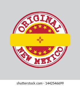 Vector Stamp for Original logo with text New Mexico and Tying in the middle with States Flag. Grunge Rubber Texture Stamp of Original from New Mexico.