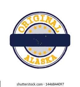 Vector Stamp for Original logo with text Alaska and Tying in the middle with States Flag. Grunge Rubber Texture Stamp of Original from Alaska.