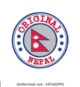 Vector Stamp for Original logo with text Nepal and Tying in the middle with nation Flag. Grunge Rubber Texture Stamp of Original from Nepal.