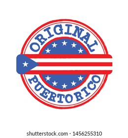 Vector Stamp for Original logo with text Puerto Rico and Tying in the middle with nation Flag. Grunge Rubber Texture Stamp of Original from Puerto Rico.