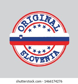 Vector Stamp of Original logo with text Slovenia and Tying in the middle with nation Flag. Grunge Rubber Texture Stamp of Original from Slovenia.