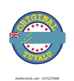 Vector Stamp of Original logo with text Tuvalu and Tying in the middle with nation Flag. Grunge Rubber Texture Stamp of Original from Tuvalu.