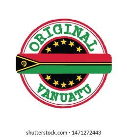 Vector Stamp of Original logo with text Vanuatu and Tying in the middle with nation Flag. Grunge Rubber Texture Stamp of Original from Vanuatu.