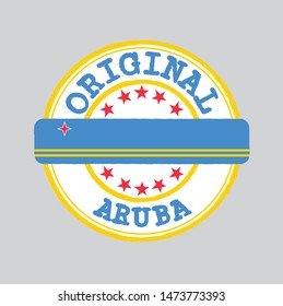 Vector Stamp of Original logo with text Aruba and Tying in the middle with nation Flag. Grunge Rubber Texture Stamp of Original from Aruba.