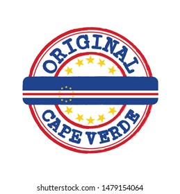 Vector Stamp of Original logo with text Cape Verde and Tying in the middle with nation Flag. Grunge Rubber Texture Stamp of Original from Cape Verde.