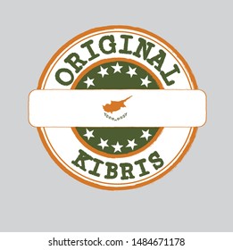 Vector Stamp of Original logo with text Kibris and Tying in the middle with Cyprus Flag. Grunge Rubber Texture Stamp of Original from Cyprus.