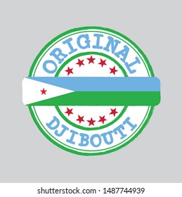 Vector Stamp of Original logo with text Djibouti and Tying in the middle with nation Flag. Grunge Rubber Texture Stamp of Original from Djibouti.