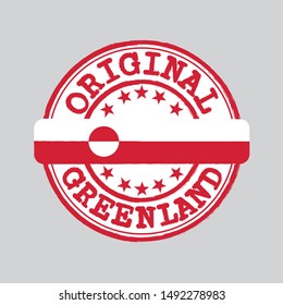 Vector Stamp of Original logo with text Greenland and Tying in the middle with nation Flag. Grunge Rubber Texture Stamp of Original from Greenland.