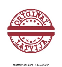 Vector Stamp of Original logo with text Latvija and Tying in the middle with nation Flag. Grunge Rubber Texture Stamp of Original from Latvia.