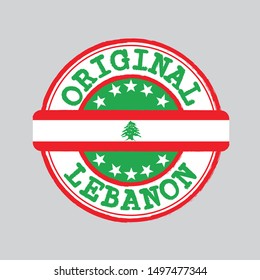 Vector Stamp of Original logo with text Lebanon and Tying in the middle with nation Flag. Grunge Rubber Texture Stamp of Original from Lebanon.