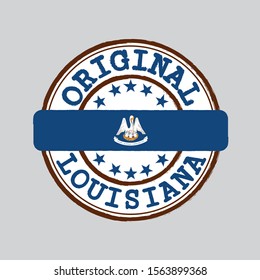 Vector Stamp of Original logo and Tying in the middle with Louisiana flag, the states of America. Grunge Rubber Texture Stamp of Original Louisiana.