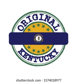Vector Stamp of Original logo and Tying in the middle with Kentucky flag, the states of America. Grunge Rubber Texture Stamp of Original Kentucky.