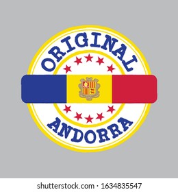 Vector Stamp of Original logo and Tying in the middle with Andorra flag. 