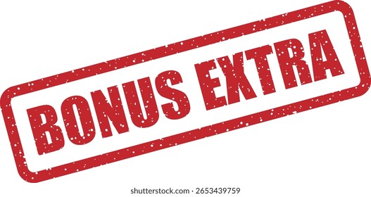 Carimbo vetorial com a frase "BONUS EXTRA", frequentemente usado em promoções, brindes e conteúdo de marketing on-line para destacar ofertas especiais