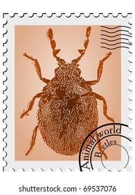 vector stamp with a picture of a beetle #2
