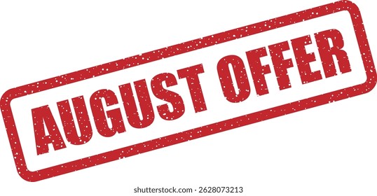 Vector stamp with text “AUGUST OFFER” for advertising coupon codes, end-of-season discounts, or flash sales in August