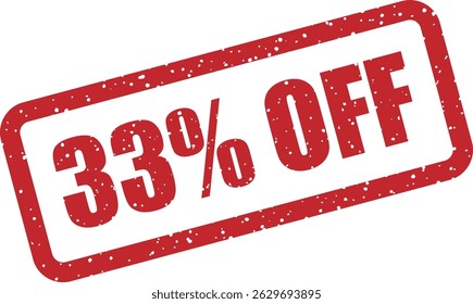 Vector stamp with the text “33% OFF” — bold discount for attention-grabbing marketing campaigns