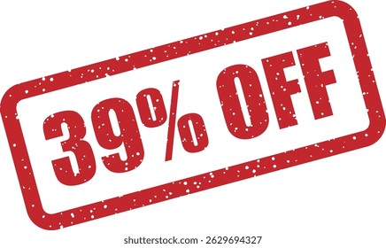 Vector stamp with the text “39% OFF” — bold discount for attention-grabbing marketing campaigns