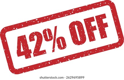 Vector stamp with the text “42% OFF” — bold discount for attention-grabbing marketing campaigns