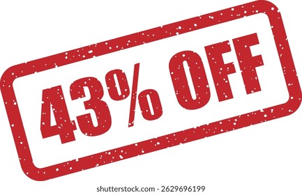 Vector stamp with the text “43% OFF” — bold discount for attention-grabbing marketing campaigns