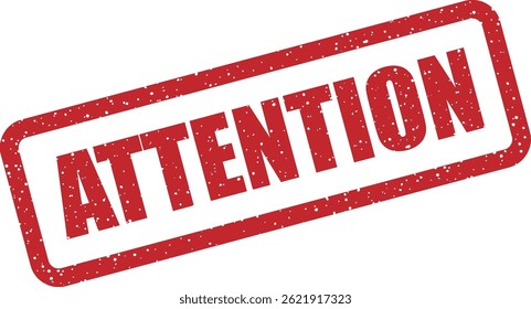 Vector stamp with text “ATTENTION” to call out critical information, warnings, or urgent notices. Suited for signage, manuals, or digital alerts requiring immediate focus