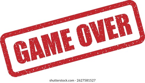 Vector stamp with text “GAME OVER” for classic arcade or video-game end screens, signaling failure states or session endings