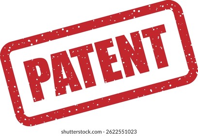 Vector stamp with text “PATENT” to denote legally protected inventions, intellectual property, or proprietary technologies
