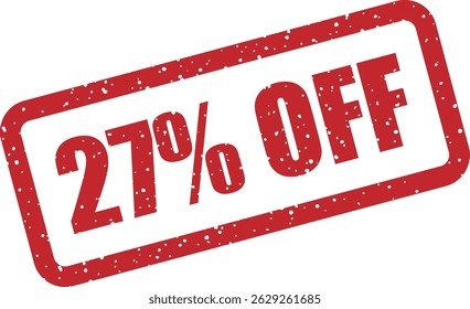 Vector stamp with the text “27% OFF” — good for bundles, promotional partnerships, or 3rd-party vendor deals