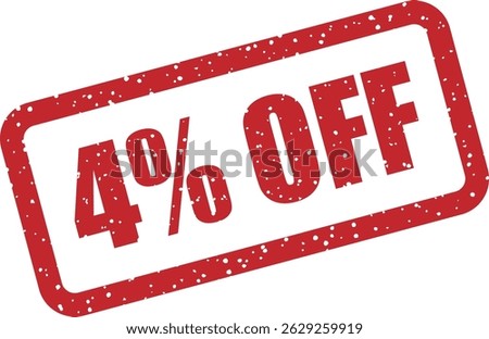 Vector stamp with the text “4% OFF” — great for extra markdowns, coupons, or targeted campaigns