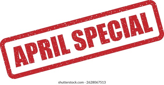 Vector stamp with text “APRIL SPECIAL” highlighting exclusive spring bundles, limited-time packages, and April Fool’s Day offers