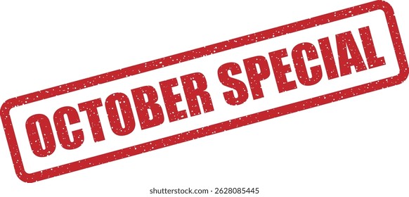 Vector stamp with text “OCTOBER SPECIAL” highlighting limited-time fall bundles, Halloween-themed offers, and exclusive October promotions