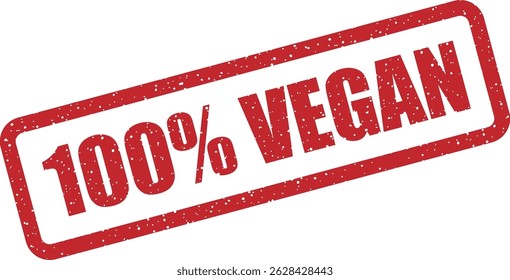 Vector stamp with text “100% VEGAN” ideal for packaging, menus, or digital badges that guarantee purely plant-based ingredients and cruelty-free standards.