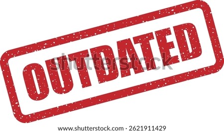 Vector stamp with text “OUTDATED” indicating expired, obsolete, or old versions of content or products