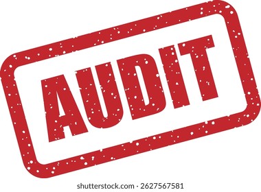 Sello de Vector con el texto “AUDIT” que indica una inspección formal, revisión o examen financiero. Adecuado para informes de cumplimiento, documentos contables y control de calidad