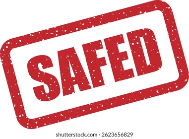 Vector stamp with text “SAFED” indicating an item or process has been secured, archived, or protected