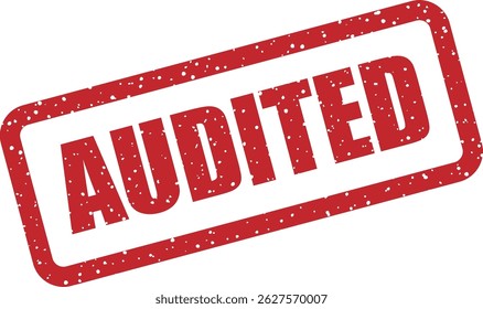 Vector stamp with text “AUDITED” indicating that financials, processes, or systems have undergone a formal audit and passed compliance checks
