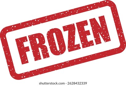 Vector stamp with text “FROZEN” to mark items or conditions kept at low temperatures, ideal for food packaging, cold-chain logistics, or winter-themed designs