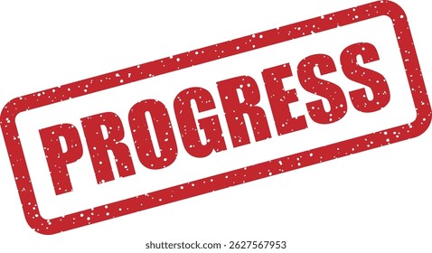 Carimbo vetorial com o texto "PROGRESS" marcando o avanço, marcos alcançados ou estágios de desenvolvimento em andamento. Ótimo para rastreadores de projetos, relatórios de status e painéis de equipe