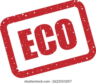 Vector stamp with text “ECO” marking environmentally conscious products, green practices, or sustainability initiatives.