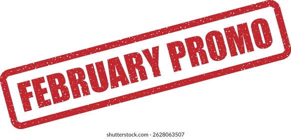 Vector stamp with text “FEBRUARY PROMO” marking special marketing campaigns, Valentine’s event promos, and limited-time offers