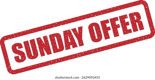 Carimbo vetorial com o texto "SUNDAY OFFER" perfeito para campanhas de cupom, explosões de email ou anúncios com incentivos específicos aos domingos