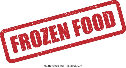 Vector stamp with text “FROZEN FOODS” perfect for grocery packaging, supermarket signage, or ecommerce banners advertising frozen meal options.