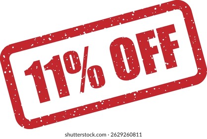 Vector stamp with the text “11% OFF” — perfect for slightly unusual sales campaigns or promo combinations